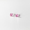 wholesale S925 Sterling Silver Pink Diamond Heart Stud Earrings Korean Version Minimalist Small and Delicate Versatile Women's Ear Jewelry M02035-0-3