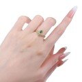 wholesale S925 Sterling Silver Simulated Emerald 5*3mm Pear-Shaped Fresh and Delicate Bezel Set Ring-0-4