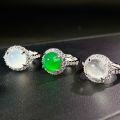 wholesale Metal material first: Wholesale of live streaming hit new Chinese style chalcedony rings, water foam jade high ice emperor green agate rings, adjustable open-end-0-1