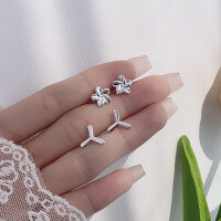 wholesale S925 Sterling Silver Fashion Minimalist Floral Pastoral Style Versatile Elegant Stud Earrings for Women-521QRB/approx. 1g>925 silver