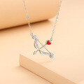 wholesale Sterling Silver Cupid's Arrow Heart Pendant Necklace, One Arrow Pierces the Heart Delicate Collarbone Chain for Women, Luxurious Valentine's Day Gift-0-0