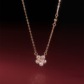 wholesale S925 Sterling Silver Small Floral Necklace with Advanced Sense, Sweet and Gentle, Niche Petal Inlaid Diamond Collarbone Chain D9547-0-2