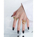 wholesale S925 pure silver Korean version INS niche design cross versatile irregular textured open ring for women-0-3