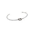 wholesale S925 Sterling Silver AS122 Korean Style Minimalist Bracelet with Antique Finish Single Knot Open Adjustable Bangle-0-4