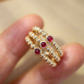 wholesale S925 Sterling Silver Overall Red Elk Personalized Light Luxury Bead Ring French Design Commuter Versatile Tail Ring-0-0