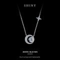 Moissanite Silver Necklace with Star and Moon Pendant, Minimalist Ins Style Wholesale-0-4