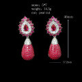 wholesale 925 Silver Gold Plated Ring High Carbon Diamond Vanjia Invisible Setting Pigeon Blood Red Women's Earrings Banquet Women's Earrings-0-1