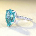 wholesale S925 Sterling Silver New Imported High Carbon Diamond 10*14mm Teardrop Emerald Green Ring for Women, European and American Style-0-2