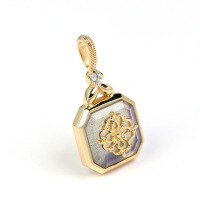 wholesale S925 Silver Gold-Plated Vintage Series Japanese Retro Style Natural Gray-Blue Labradorite Pendant Wholesale-Grey Labradorite Vintage Pendant 925 Silver