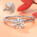 wholesale S925 Sterling Silver Plated 18K Gold Classic Four-Prong 1 Carat Ring for Women with Moissanite Diamond, Wedding Ring Wholesale-0-0