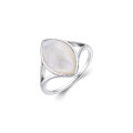 wholesale 925 Silver Plated with White Gold, Dunli Jewelry New White Shell Ring, Natural Stone, Simple and Elegant Women's Ring-0-4