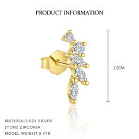 wholesale S925 Sterling Silver Marquise Zirconia Drop Dangle Earrings With Crystal Accents And Tassel-E4812-Gold/Single 925 Silver