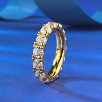 wholesale S925 silver new jewelry style, fully pave-set with diamonds, 40mm round row ring, popular inins cross-border sales-R1211 Gold Ring>No. 9