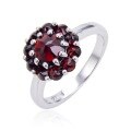 wholesale S925 Sterling Silver Natural Garnet Ring with Group Setting Tourmaline and Emerald Colored Gemstone Ring New Style-0-4