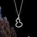 S925 Sterling Silver Luxe Hollow Fulu Gourd Pendant Necklace with Inlaid Crystals-0-0