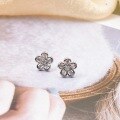 wholesale S925 Sterling Silver Peach Blossom Fashion Stud Earrings with Full Diamonds, Exquisite, Niche, Elegant, and Versatile Jewelry-0-3