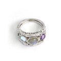 wholesale 925 Sterling Silver Vintage Style Stackable Ring Set with Gemstones, Moonstone, Amethyst, Crystal, Antique Jewelry, Light Luxury Retro-0-1