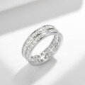 wholesale S925 Silver Plated 18k Gold Double Row Princess Cut 2mm Moissanite Luxury Full Diamond Inlaid Row Ring-0-1