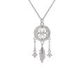 wholesale S925 Sterling Silver Dreamcatcher Necklace for Women with Fringe Feather Pendant, Collarbone Chain, Elegant Gift for Girlfriend or Best Friend-0-4