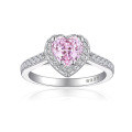 wholesale 925 Sterling Silver 1ct Flame Ice Cut Heart-Shaped Love Ring High-End Luxury Gemstone High Carbon Diamond Women's Ring Stacking Ring-0-8