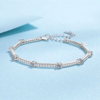 wholesale S925 Sterling Silver Moissanite Bracelet, Simple Yet Not Boring, Versatile for Daily Wear, Personalized Style, Perfect Gift for Girlfriend on Holidays-1.67 carats