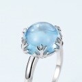 wholesale S925 Sterling Silver Fashion Minimalist Natural Sky Blue Topaz Ring, Forest-Inspired Exquisite Women's Light Luxury Hand Accessory-0-2