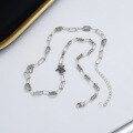 wholesale S925 Sterling Silver Creative Spliced Chain with Black Zircon Star Pendant French Internet-Famous Style Versatile Necklace for Women-0-2