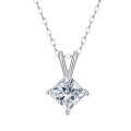 wholesale S925 Sterling Silver Cross-Border Princess Cut Moissanite Pendant Minimalist Fashion V-Shaped Rhombus Necklace Square Collarbone Chain-0-4