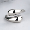 wholesale S925 Sterling Silver Korean-style Light Luxury Double-layer Waterdrop Design Statement Open Ring Simple Daily Matching Band-0-2