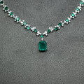 wholesale 925 Silver Gold-Plated Chain with High-Carbon Diamonds and Emerald, Hot-Selling Luxury Banquet Jewelry Versatile Women's Necklace-0-2
