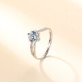 wholesale Sterling Silver Cross-Border Sourcing Exquisite D Color Moissanite Ring, Niche Design, High-End Women's Style, Light Luxury Jewelry Wholesale-0-3