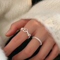 wholesale S925 Sterling Silver Horn Croissant Love Heart Ring for Women, Designed with a Sense of Light Luxury, Ins Style, and Forest Aesthetic-0-3