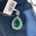 wholesale S925 silver cross-border simulated emerald teardrop pendant with colorful gemstone inlay, European and American vintage style necklace for mothers-0-3