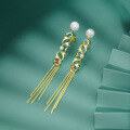 wholesale Metal Material: 925 Sterling Silver Autumn and Winter New Pearl Earrings, High-End Sense of Luxury, Niche Ins Long Tassel Ear Drop Wholesale-0-2