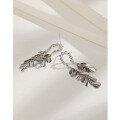 wholesale 925 Sterling Silver High-end Leaf Tassel Drop Earrings for Women, Small Batch Design, Exquisite Light Luxury Elegant Ear Studs Earrings-0-1