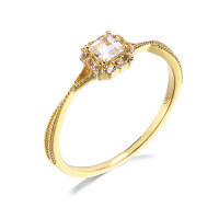 wholesale 14K Gold Plated Silver, Japanese Minimalist and Fashionable White Topaz Ring by Dunli Jewelry, Niche Luxury and Versatile Style Wholesale-Gold Hong Kong 17