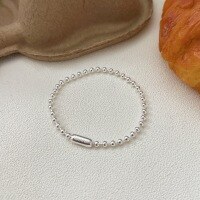 wholesale S925 Sterling Silver Korean Version Round Beaded Bracelet for Women, Small, Creative, Minimalist, Delicate, Trendy Hand Jewelry-Sterling silver
