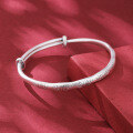 wholesale 9999 Pure Silver Solid Sterling Silver Bamboo Joint Bangle for Women, Bamboo Symbolizing Peace Gift for Mother's Day-0-3