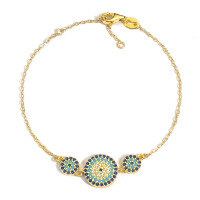 wholesale 925 Sterling Silver Evil Eye Bracelet Light Luxury High-End Inlaid Blue Zircon Chain Cross-Border Europe, America, and Middle East Jewelry-Style 6-Gold 925 Silver