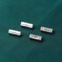 wholesale S925 silver, vintage-style Hot Wheels matte small fish straight tube spacer beads, barrel beads, DIY beading, pure silver jewelry accessories-Thai Silver Black