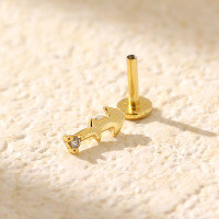 wholesale 925 Sterling Silver Piercing Studs Earrings Twelve Zodiac With Flat Back  For Women-Gold (Sagittarius)  925 Silver (Price per piece)