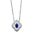 wholesale S925 Sterling Silver Royal Blue 4*6mm Mother-of-Pearl Inlaid Necklace Women's Choker Pendant-0-4