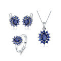 wholesale S925 silver lightweight luxury personalized matching jewelry set with colored gemstones, ring, necklace, and earrings-0-4