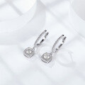 wholesale Metal material comes first: D-color moissanite classic princess cut minimalist women's diamond-studded hook earrings that won't fall off-0-2