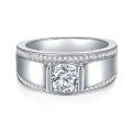wholesale 18K gold-plated silver cross-border 2-carat luxurious men's wedding band moissanite couple rings gift-0-0