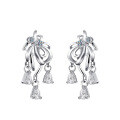 Sterling Silver Firework Tassel Earrings with Zirconia-0-3