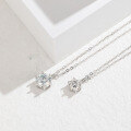 wholesale S925 Sterling Silver Classic Six-Prong Moissanite Diamond Necklace for Women, Collarbone Chain, Small and Unique Design, Minimalist Pendant, Cross-Border New Product-0-1