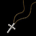 925 Silver Large Geometric Cross Pendant Moissanite Women's Necklace-0-1