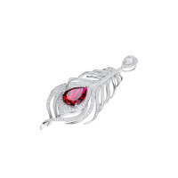 wholesale Winter New Cultured Ruby Pear 10*14mm Pendant Brooch Multi-Use Women's High-End Jewelry Place the metal material at the very beginning-10*14mm>925 silver