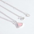 wholesale S925 Silver Japanese Light Luxury Small Ginkgo Geometric Pink Shell Necklace for Women, Minimalist Retro Style Necklace Wholesale-0-2